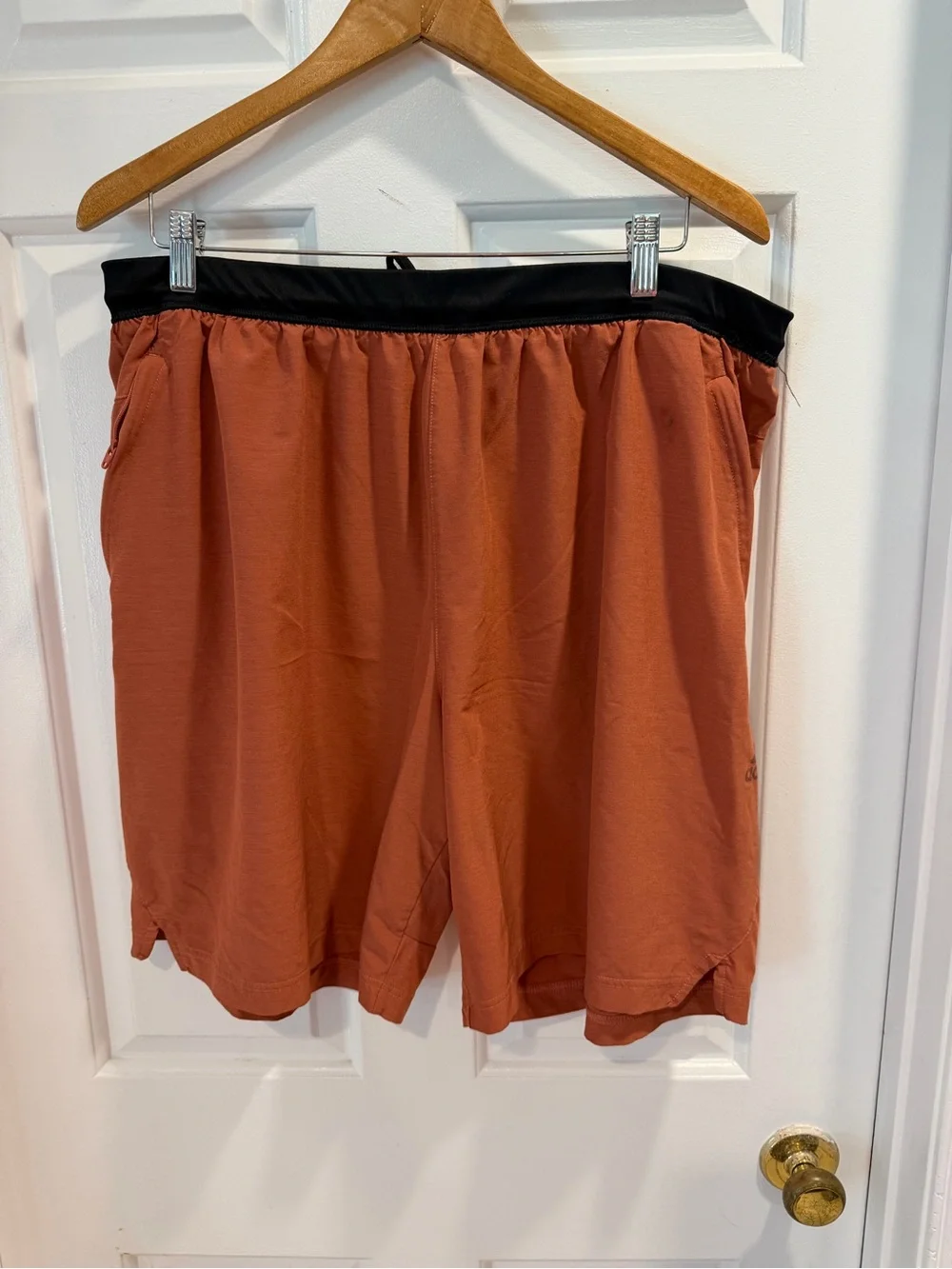 Adidas aeroready Rust Orange Athletic Shorts w Black Waistband Sz XXL